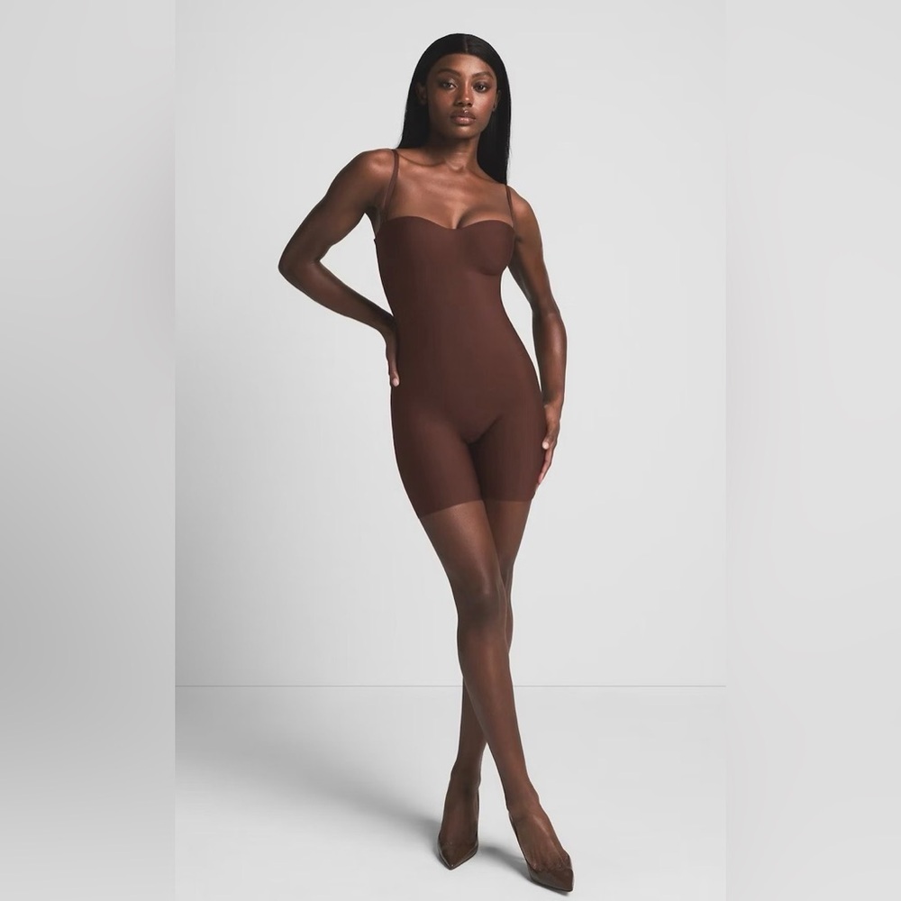 SKIMS BODY ZONED UNDERWIRE MID THIGH BODYSUIT Sz XL BD-ONS-9547W Cocoa Brown
